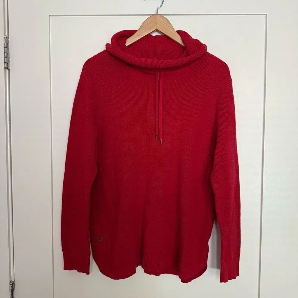 Lauren Ralph Lauren Sweater Womens Sz 1X Red Waffle Thermal Knit Cowl Neck